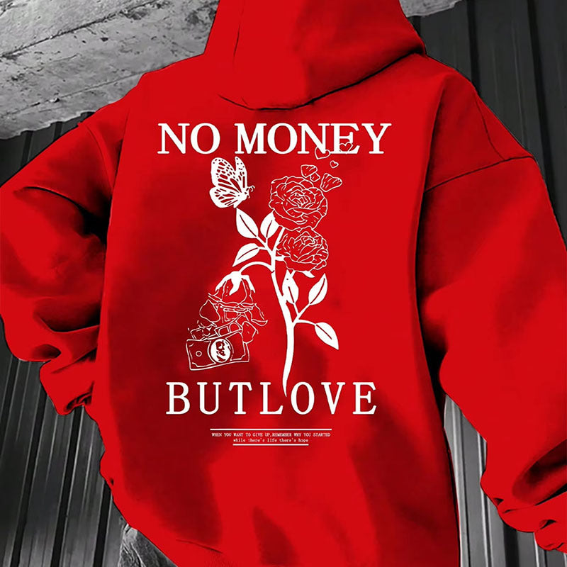 Loose Men's Flower Letter Printed Hooded Sweatshirt