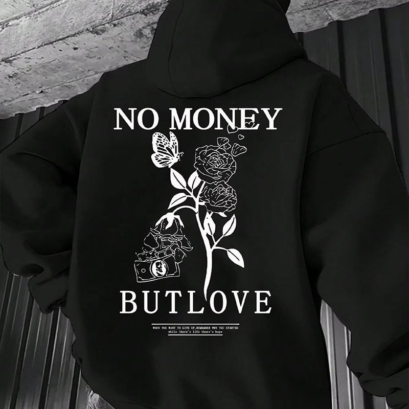 Loose Men's Flower Letter Printed Hooded Sweatshirt