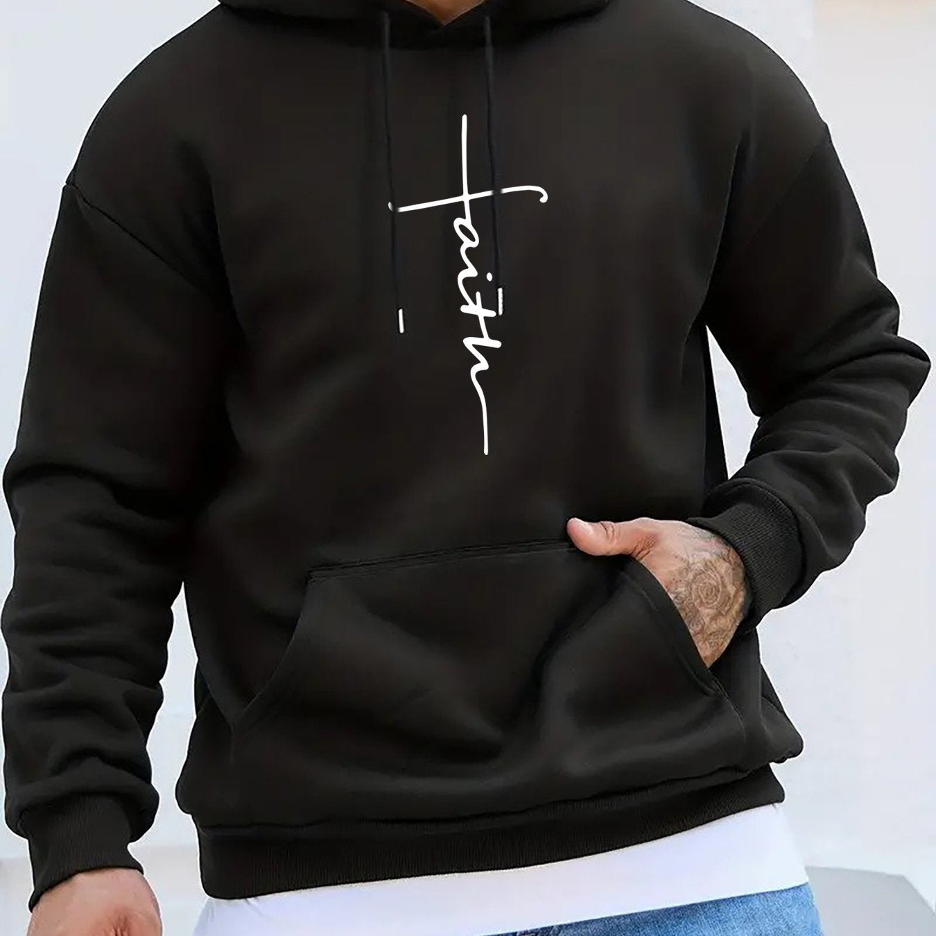 Men's Casual Printed Hoodie With Drawstring