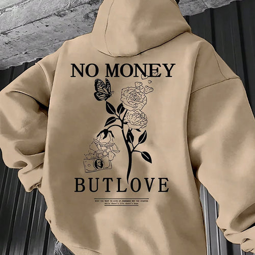 Loose Men's Flower Letter Printed Hooded Sweatshirt